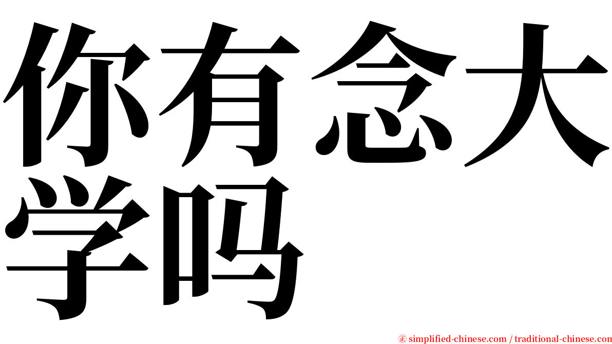 你有念大学吗 serif font