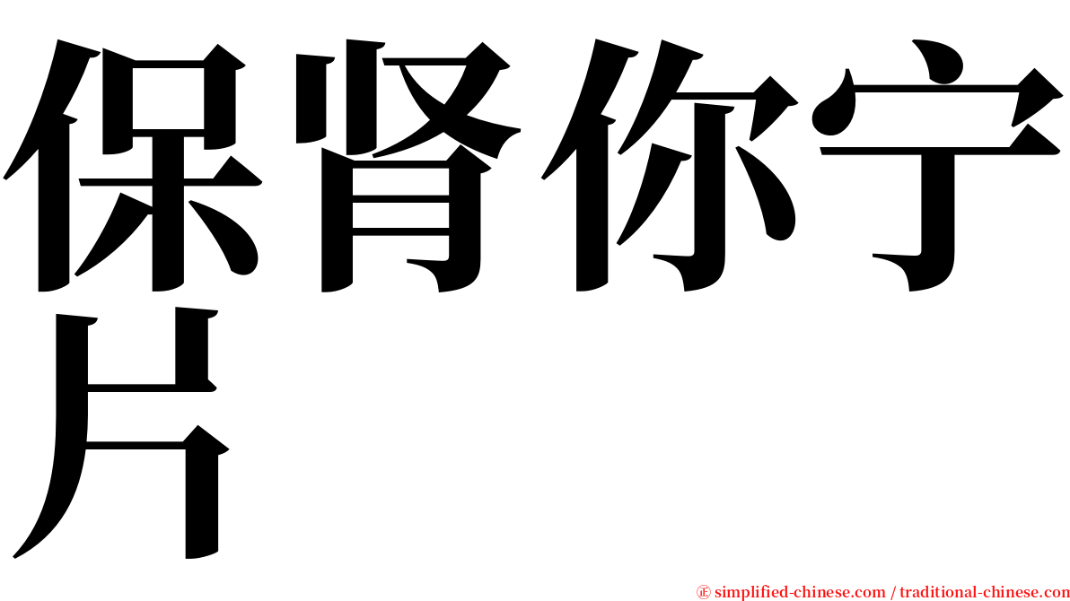 保肾你宁片 serif font