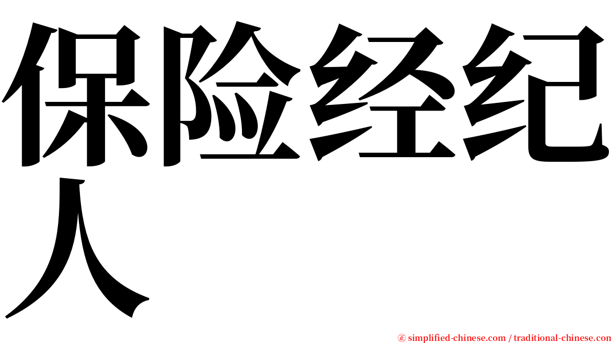 保险经纪人 serif font