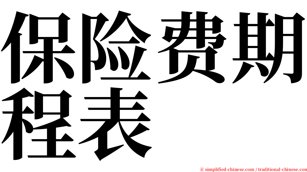 保险费期程表 serif font