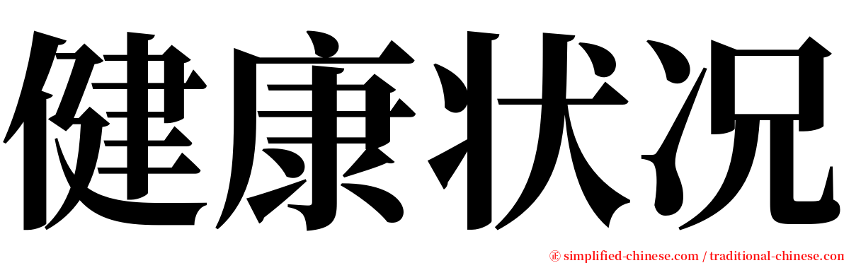 健康状况 serif font