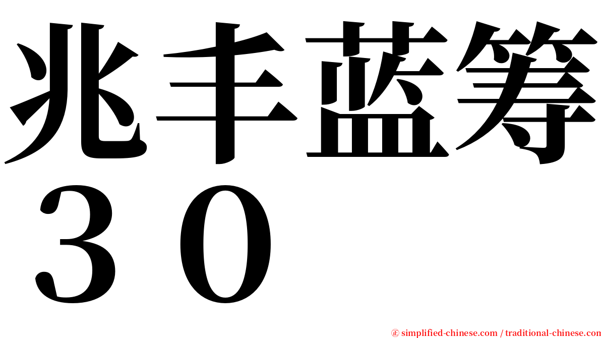 兆丰蓝筹３０ serif font