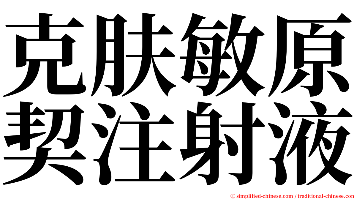 克肤敏原契注射液 serif font