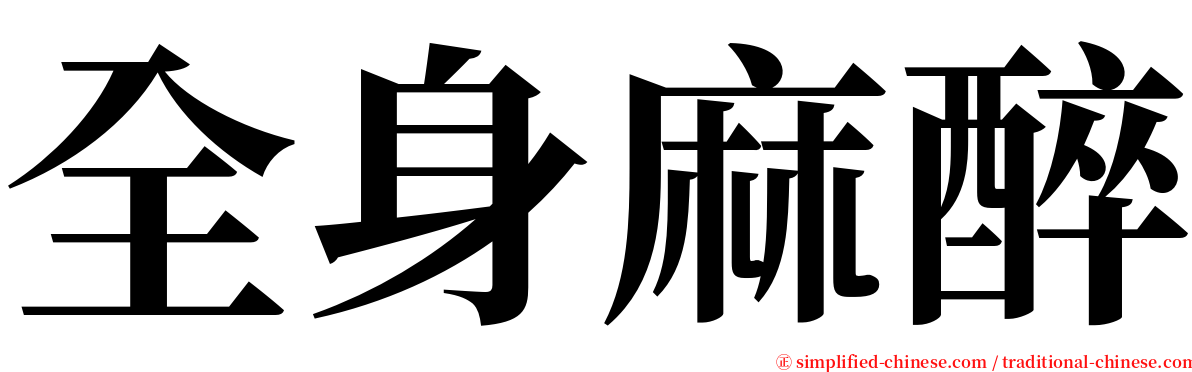 全身麻醉 serif font