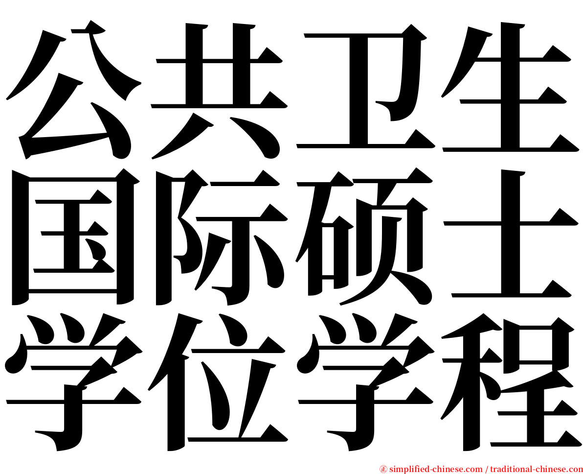 公共卫生国际硕士学位学程 serif font