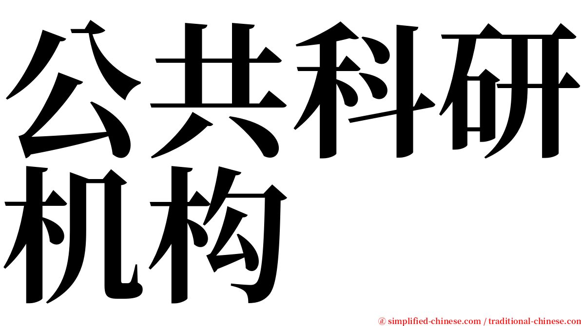 公共科研机构 serif font