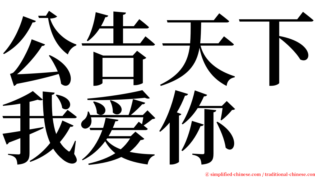 公告天下我爱你 serif font