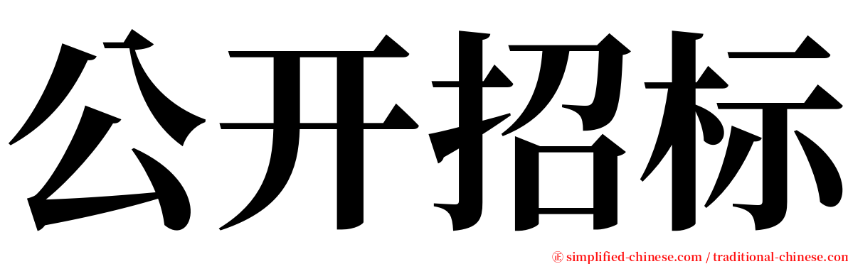 公开招标 serif font