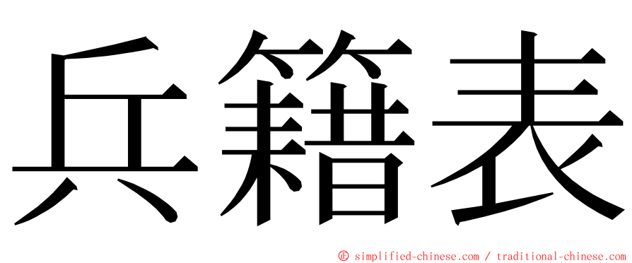 兵籍表 ming font