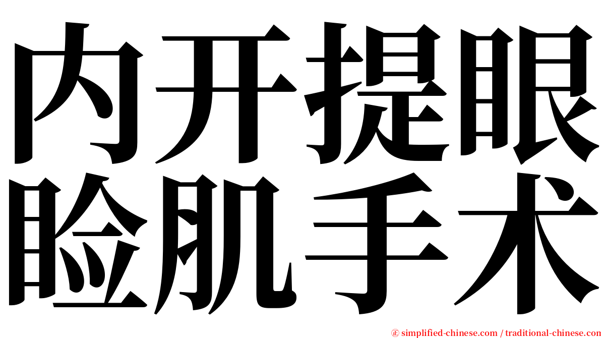 内开提眼睑肌手术 serif font