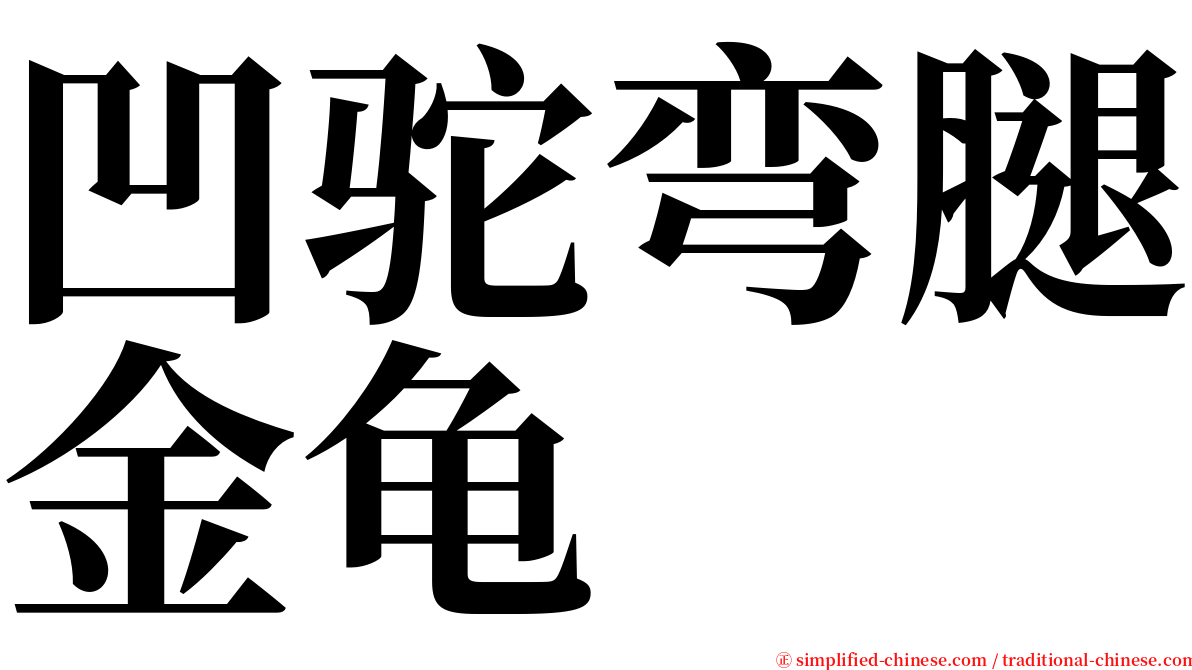 凹驼弯腿金龟 serif font