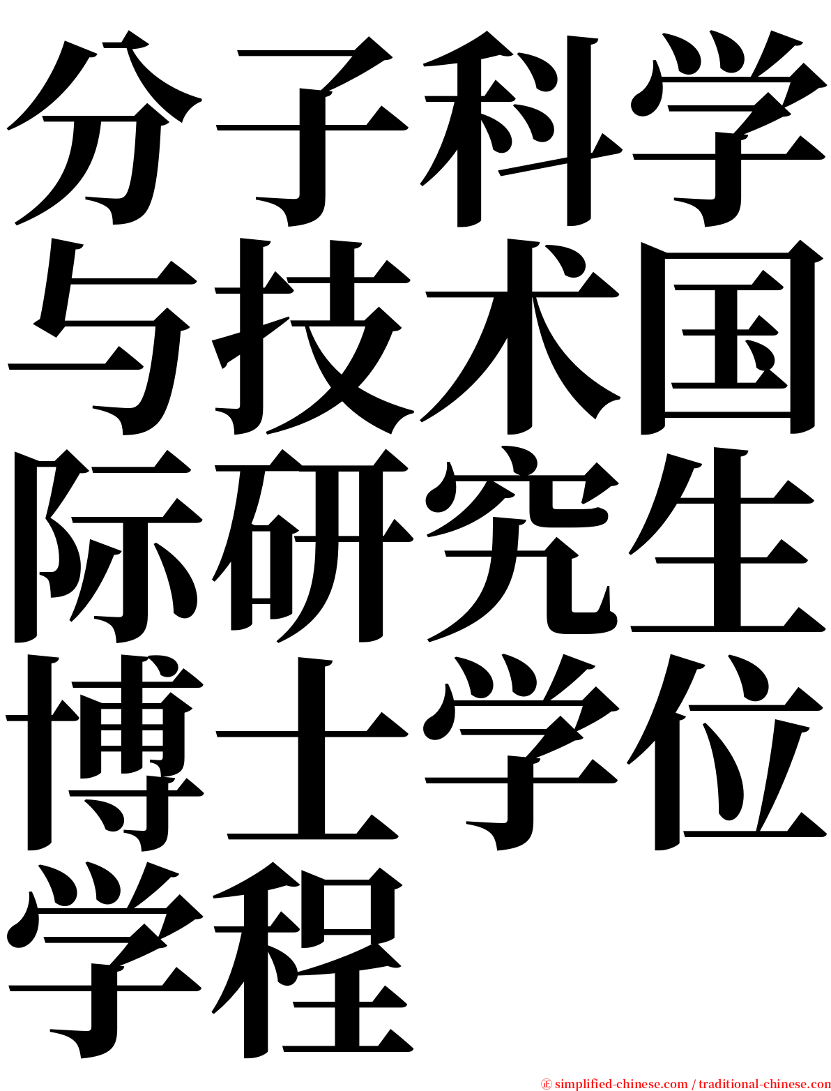 分子科学与技术国际研究生博士学位学程 serif font