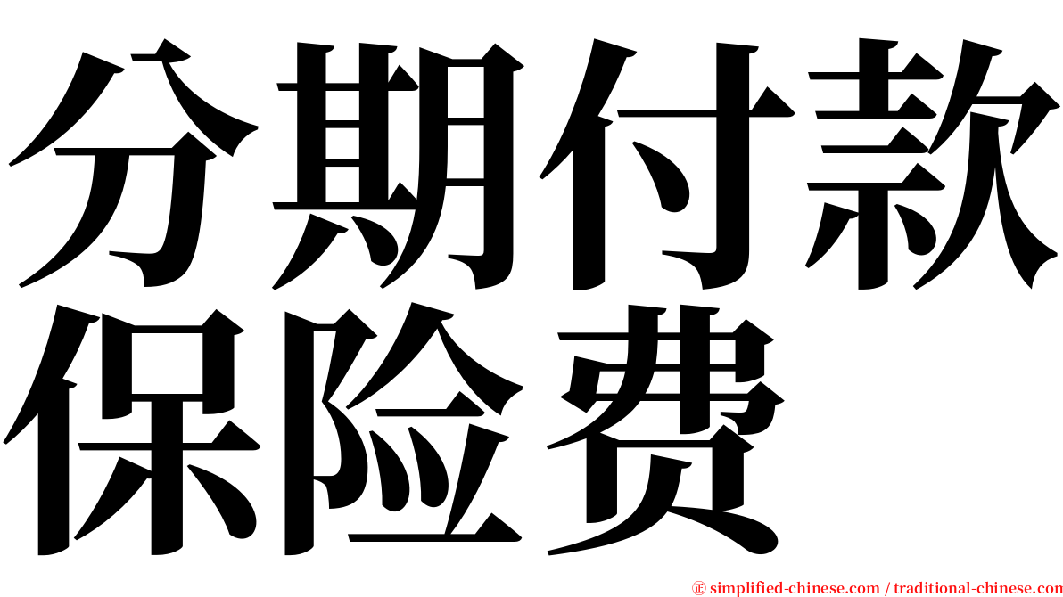 分期付款保险费 serif font