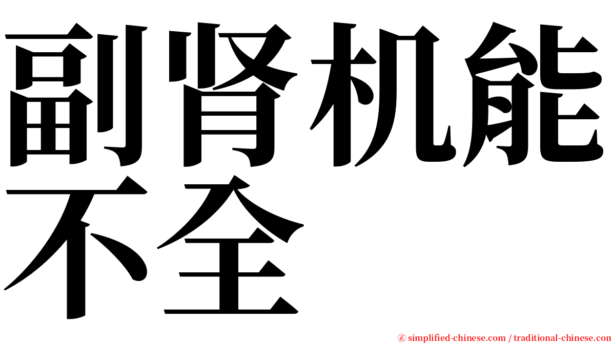 副肾机能不全 serif font