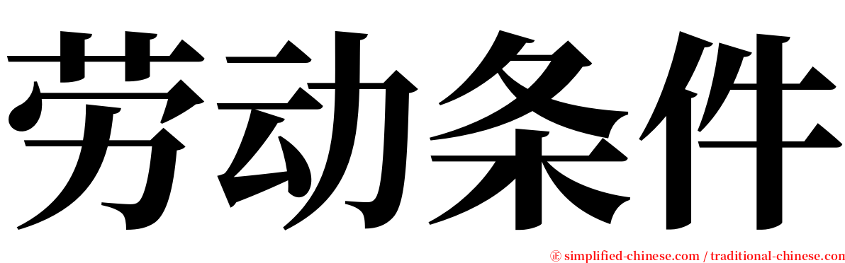 劳动条件 serif font