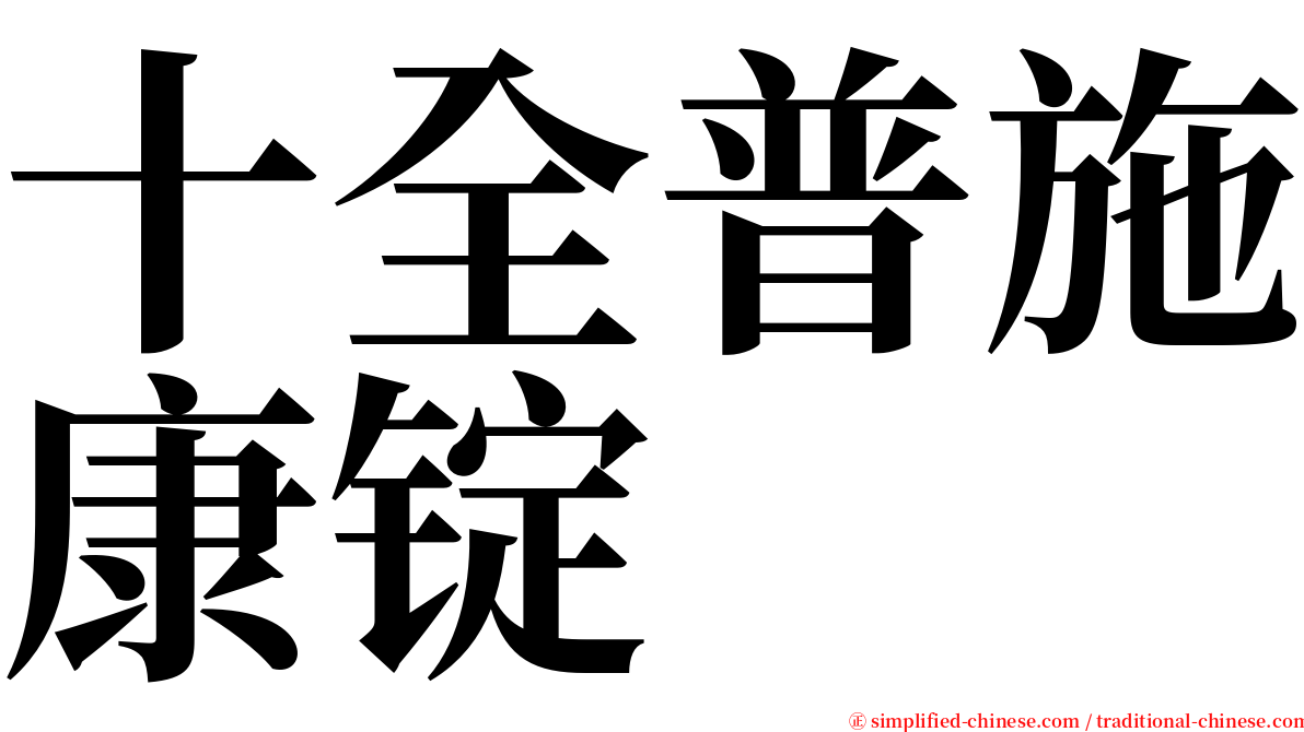 十全普施康锭 serif font