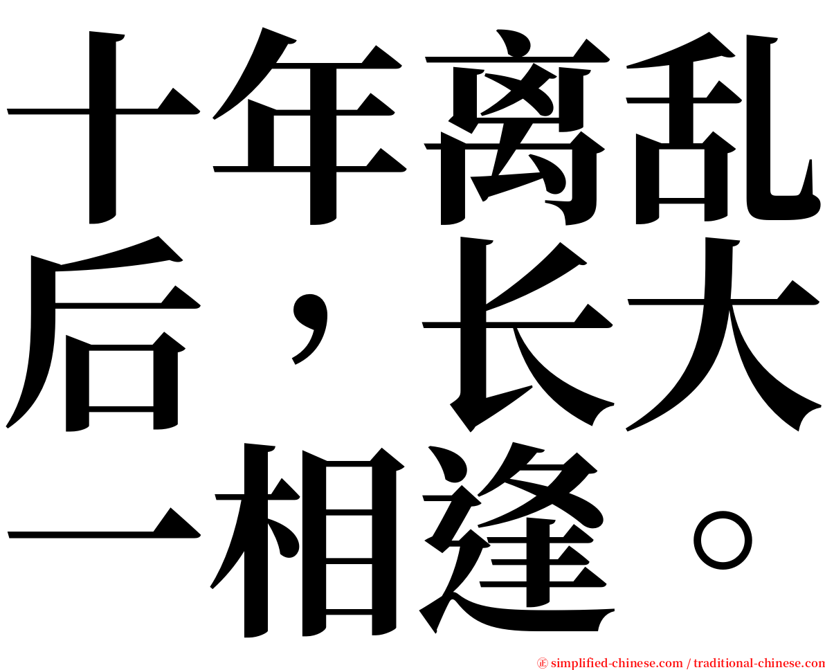 十年离乱后，长大一相逢。 serif font