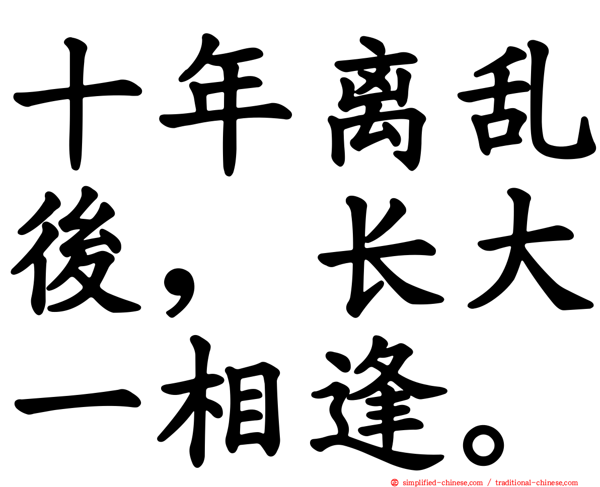 十年离乱后，长大一相逢。