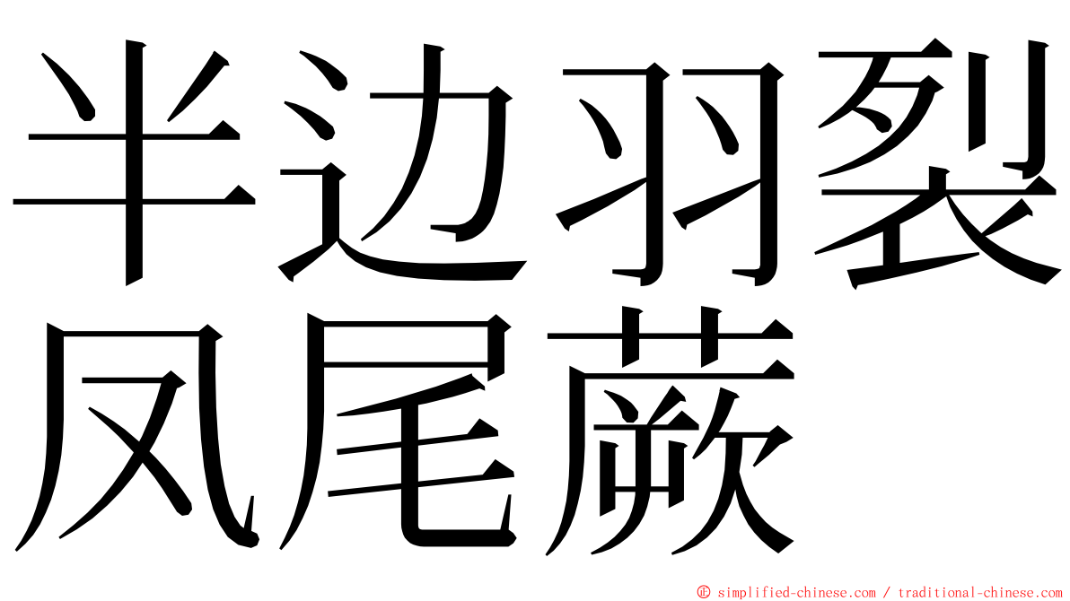 半边羽裂凤尾蕨 ming font