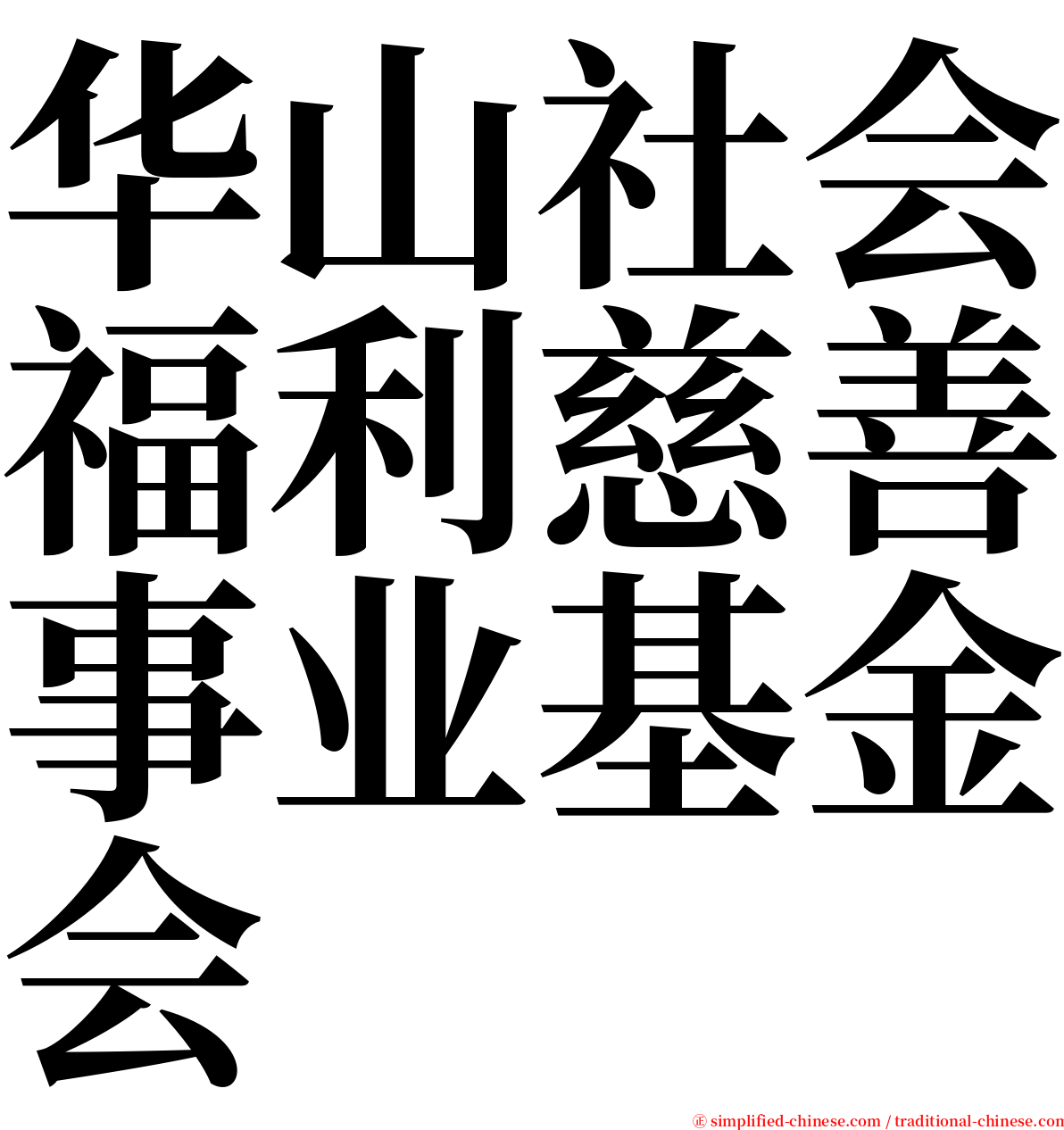 华山社会福利慈善事业基金会 serif font