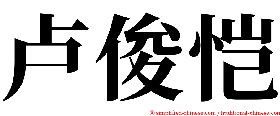 卢俊恺 serif font