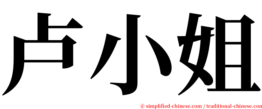 卢小姐 serif font