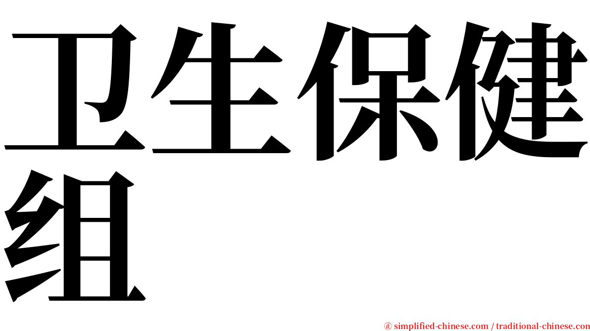 卫生保健组 serif font