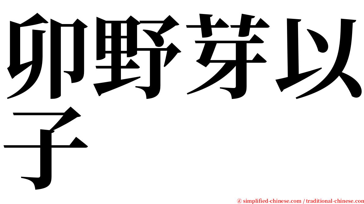 卯野芽以子 serif font