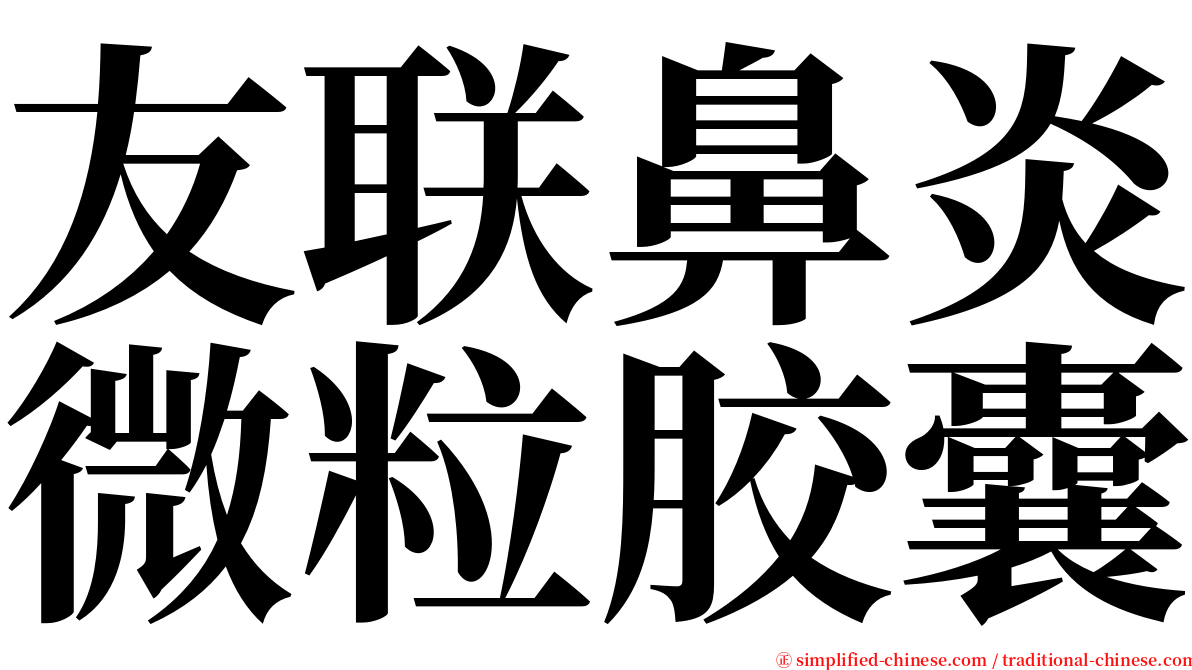 友联鼻炎微粒胶囊 serif font