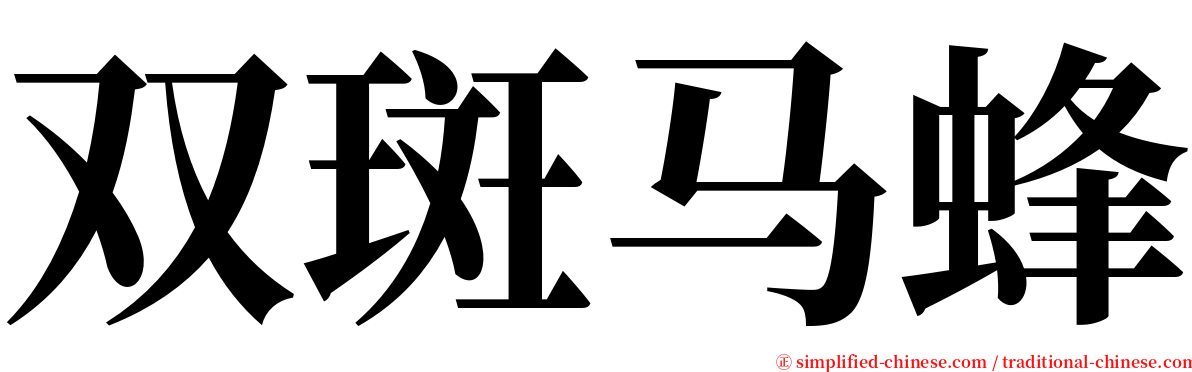 双斑马蜂 serif font