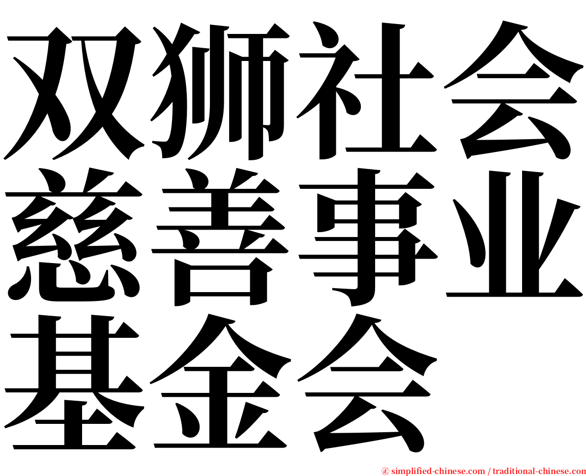 双狮社会慈善事业基金会 serif font