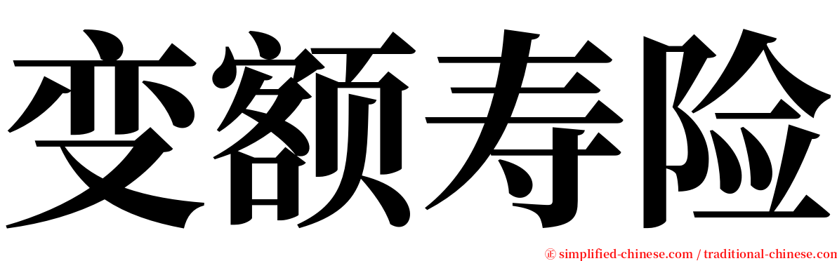 变额寿险 serif font