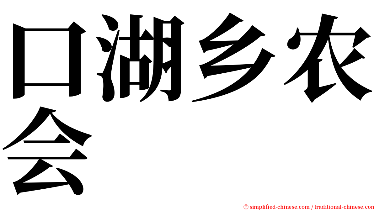 口湖乡农会 serif font