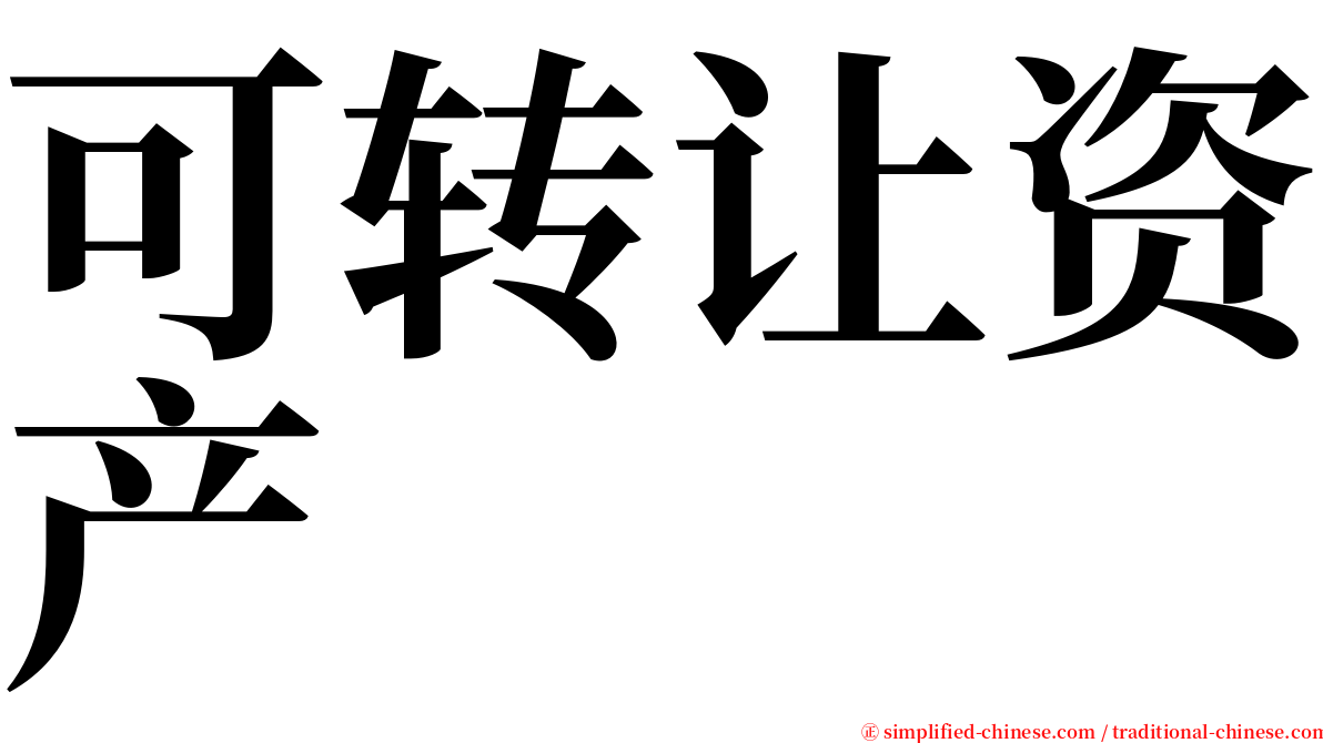 可转让资产 serif font