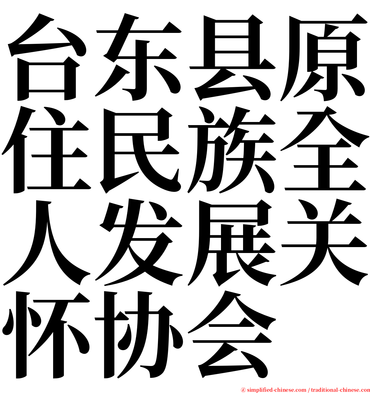 台东县原住民族全人发展关怀协会 serif font