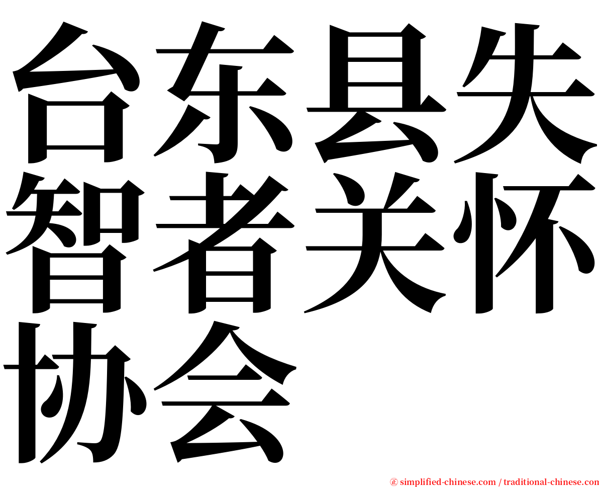 台东县失智者关怀协会 serif font