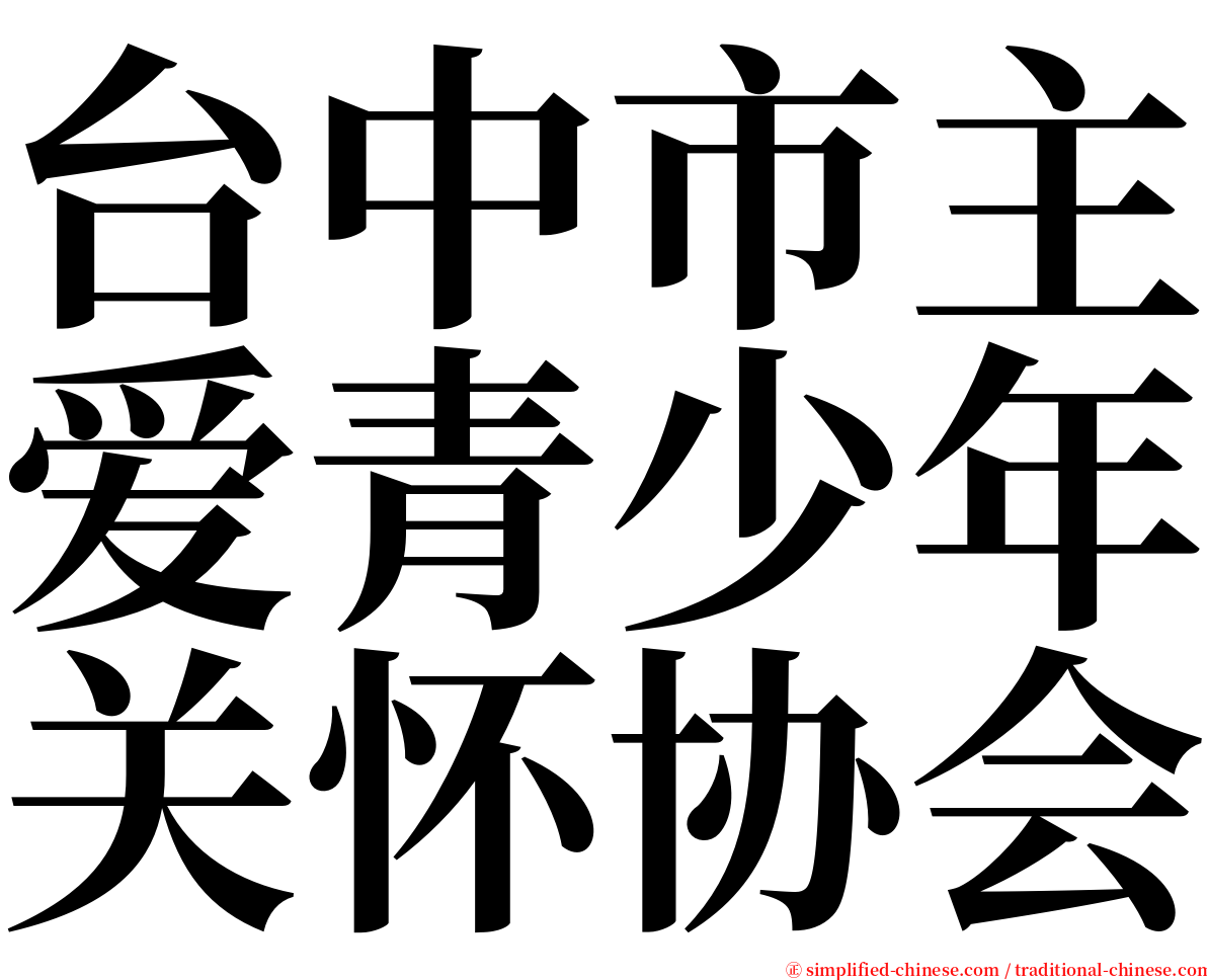 台中市主爱青少年关怀协会 serif font