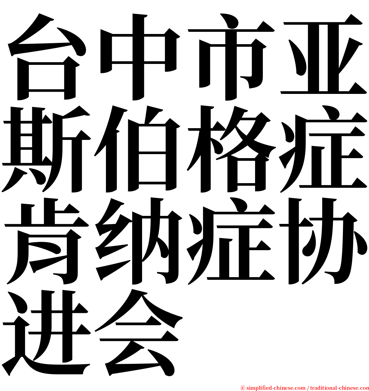 台中市亚斯伯格症肯纳症协进会 serif font