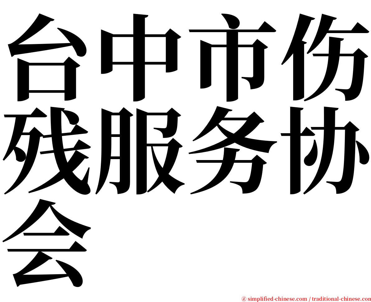 台中市伤残服务协会 serif font