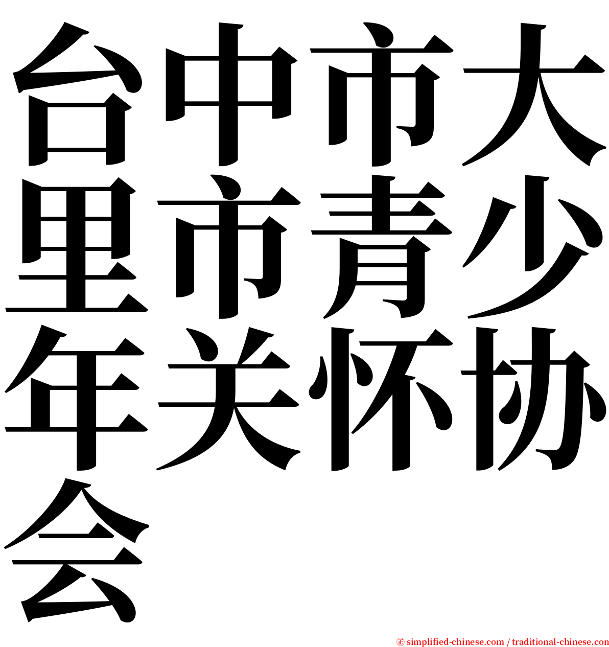 台中市大里市青少年关怀协会 serif font