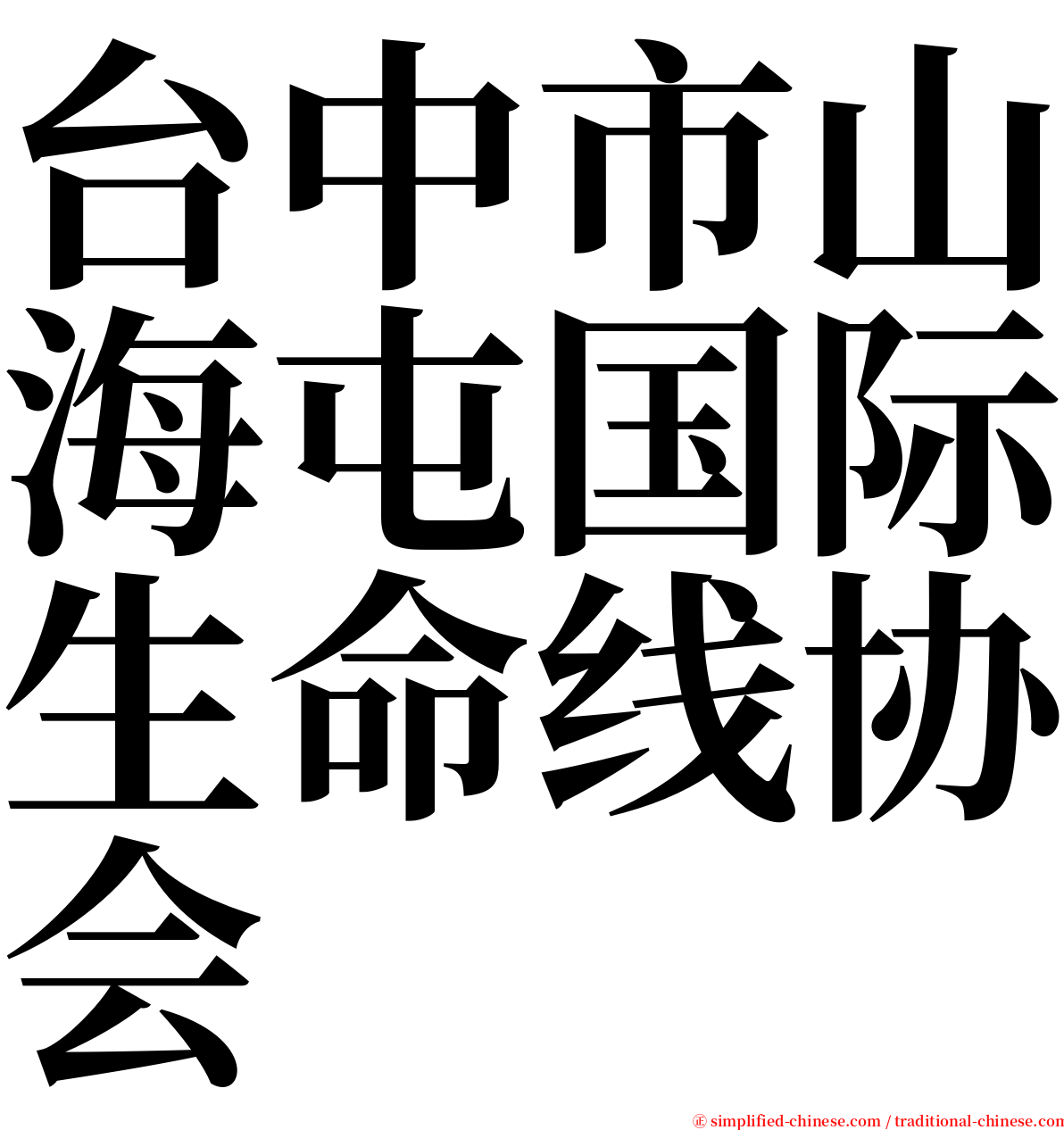 台中市山海屯国际生命线协会 serif font