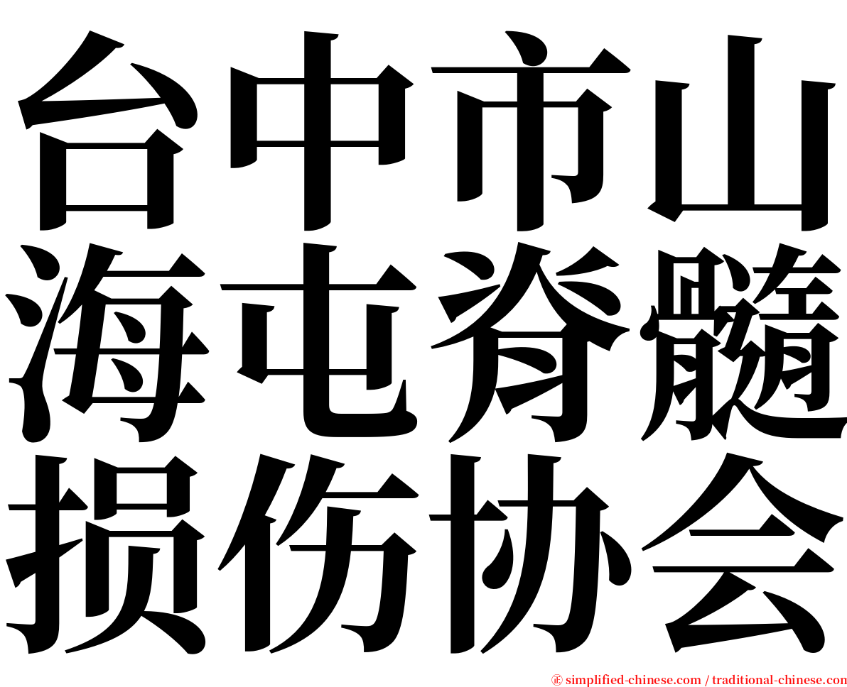 台中市山海屯脊髓损伤协会 serif font