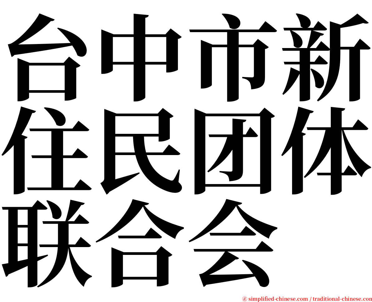 台中市新住民团体联合会 serif font