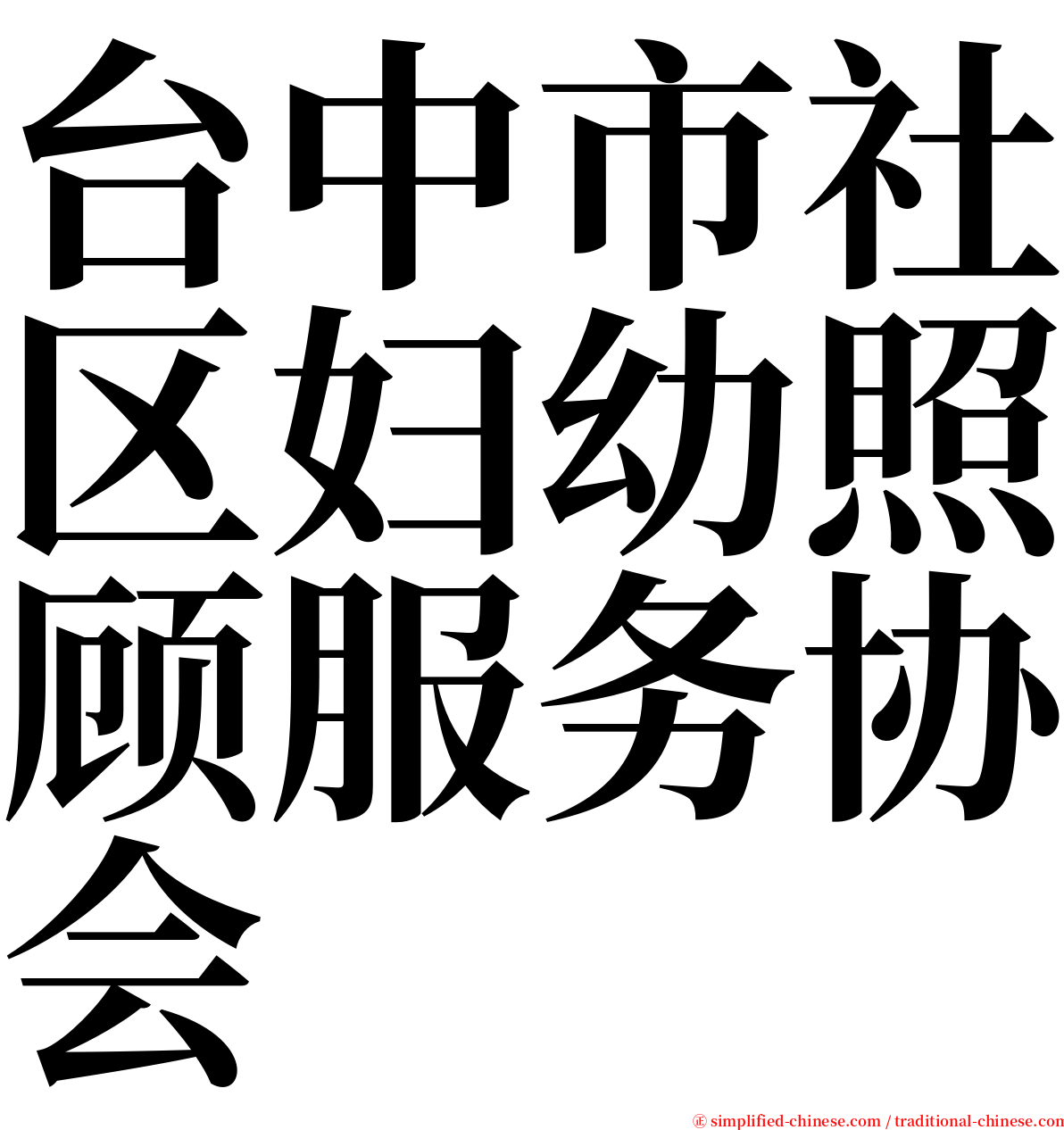 台中市社区妇幼照顾服务协会 serif font