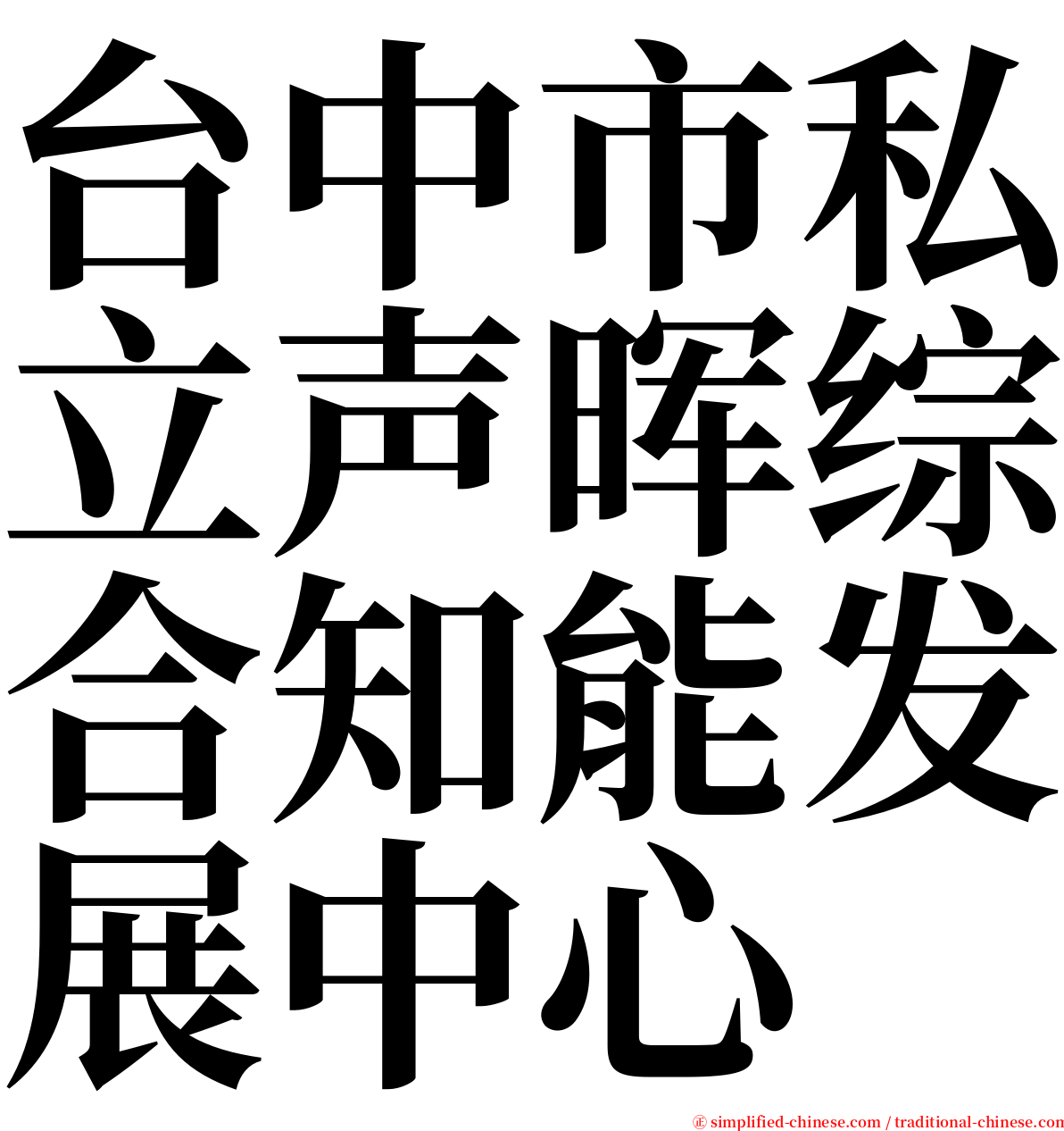 台中市私立声晖综合知能发展中心 serif font