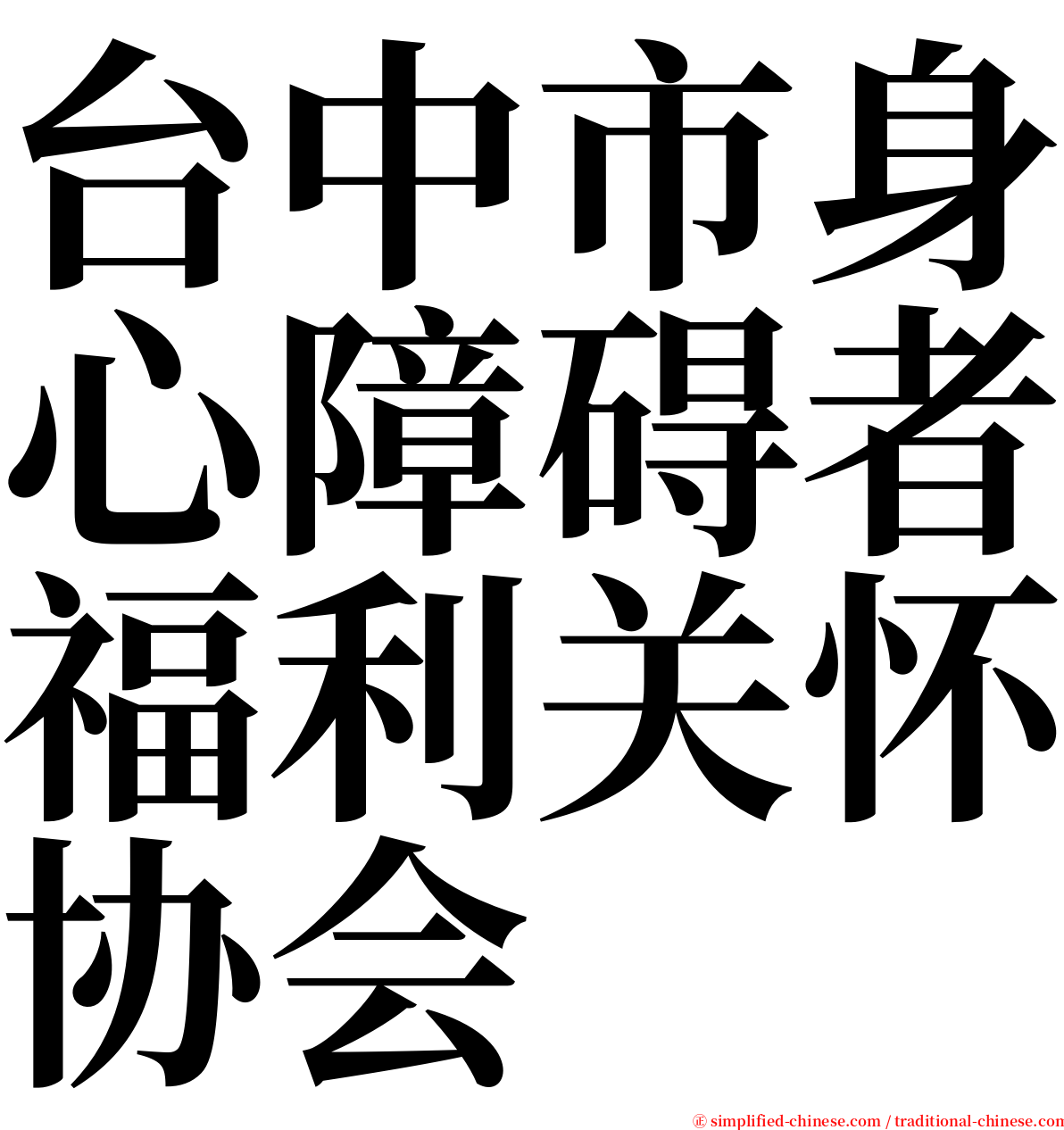 台中市身心障碍者福利关怀协会 serif font