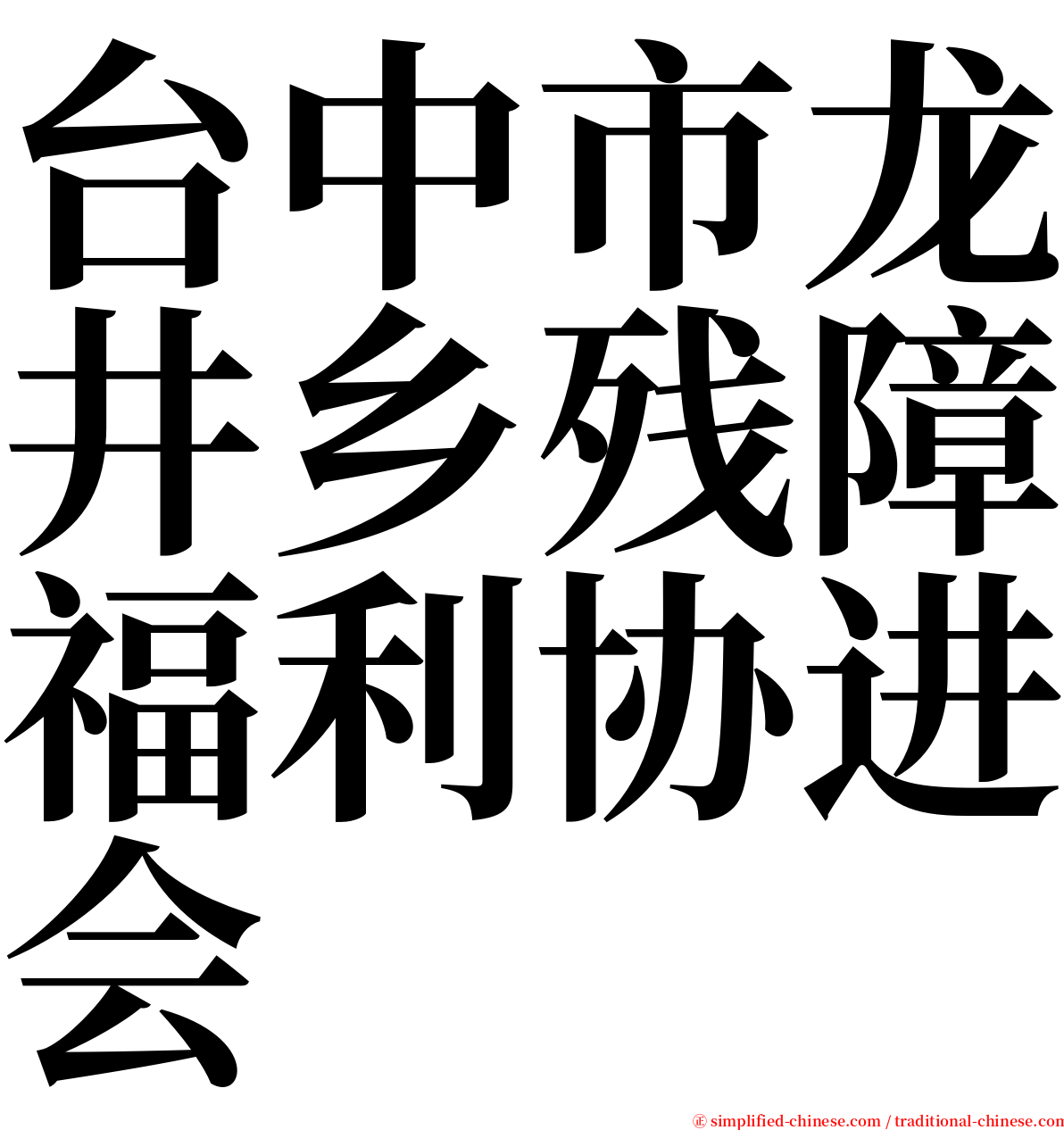 台中市龙井乡残障福利协进会 serif font