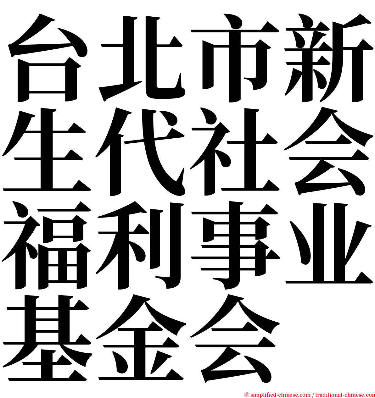 台北市新生代社会福利事业基金会 serif font