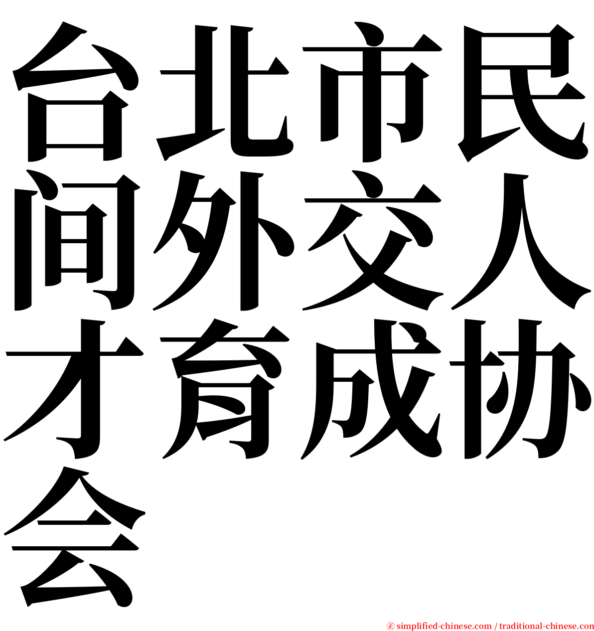 台北市民间外交人才育成协会 serif font