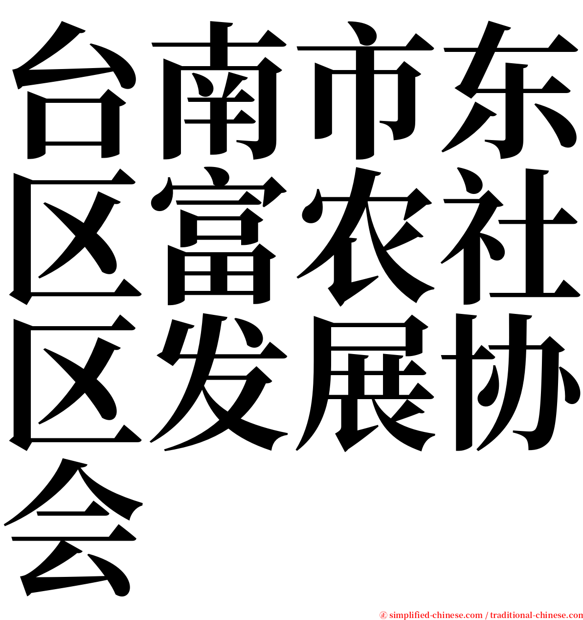 台南市东区富农社区发展协会 serif font